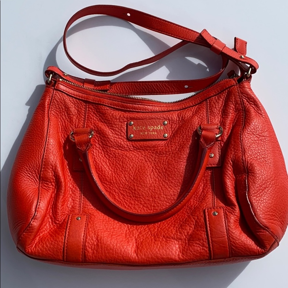 Kate Spade orange cross body bag, gold detail